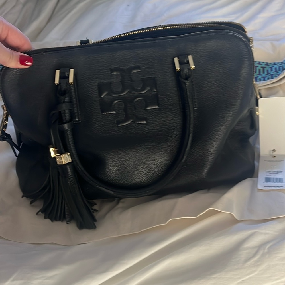 Tory Burch Thea Triple Zip Satchel Bag in Black 22149655